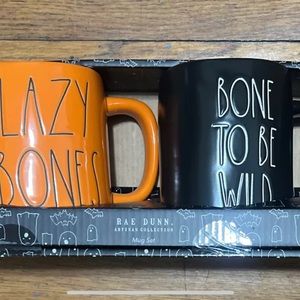 Rae Dunn Artisan Collection Ceramic Mugs Set Lazy Bones Bone To Be Wild